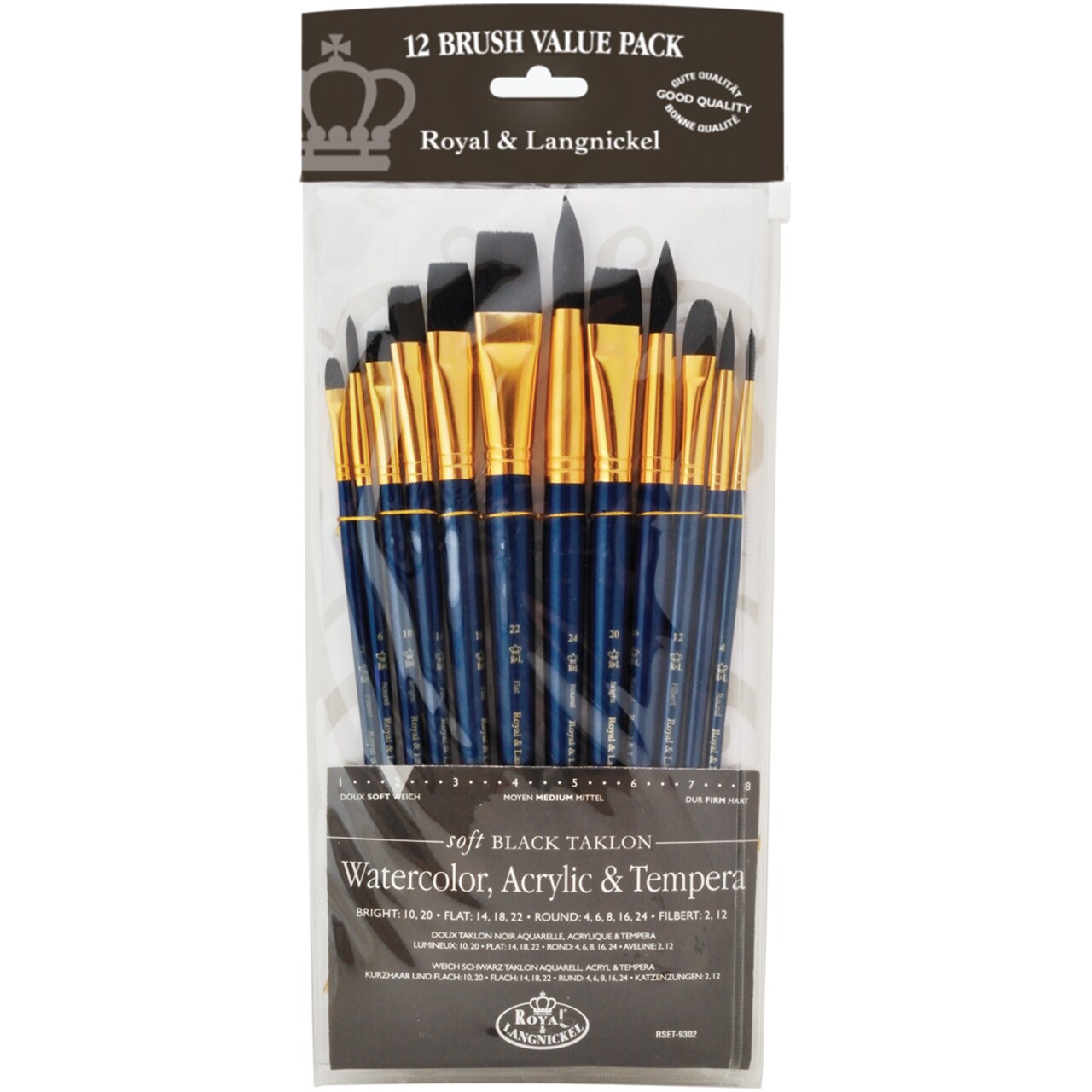 Royal & Langnickel(R) Black Taklon Value Pack Brush Set-12/Pkg